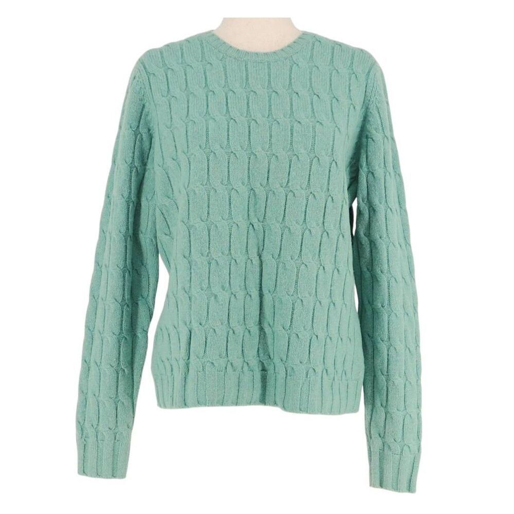 Vintage Y2K GAP Sweater Women's Medium Aqua Lambswool Cable Knit Crew Neck
